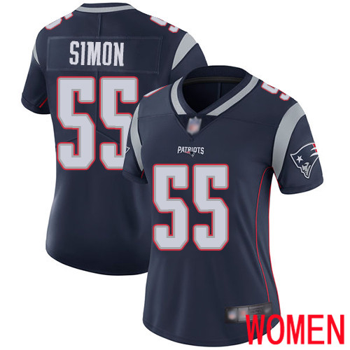 New England Patriots Football #55 Vapor Limited Navy Blue Women John Simon Home NFL Jersey